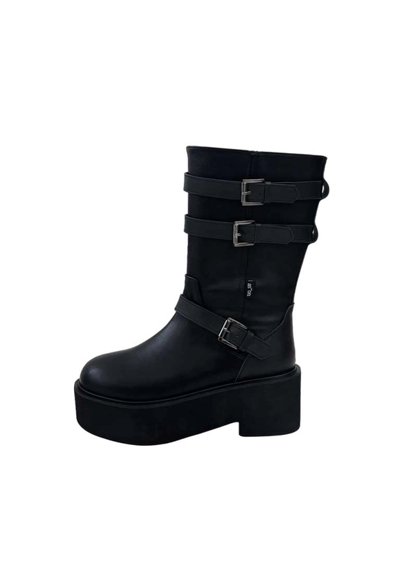 MAYA MIDI BUCKLE BOOTS / BLACK