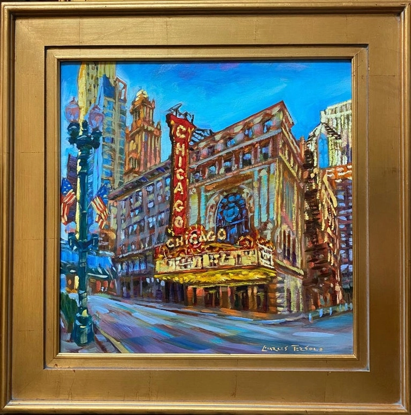 Charles Tersolo - Chicago, original expressionist American urban landscape For Sale at 1stDibs | tezalone, charles tersolo, urban landscape painting