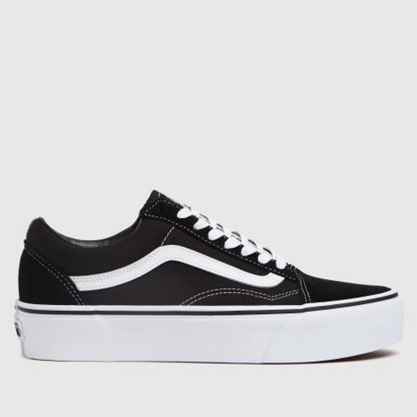 Womens Black & White Vans Old Skool Platform Trainers | schuh