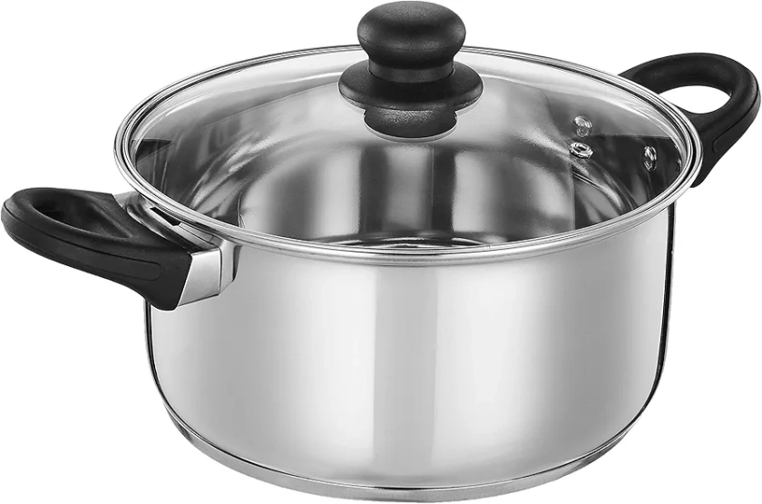 Buy Amazon Brand - Solimo Stainless Steel Induction Bottom Dutch Oven with Glass Lid (24cm, 5 litres) Online at Low Prices in India - Amazon.in