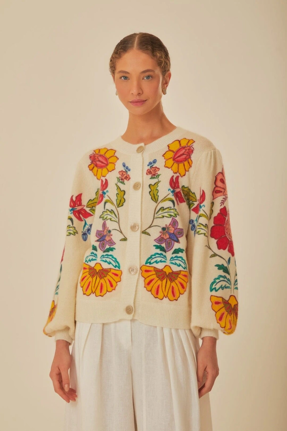 Floral Insects Knit Cardigan