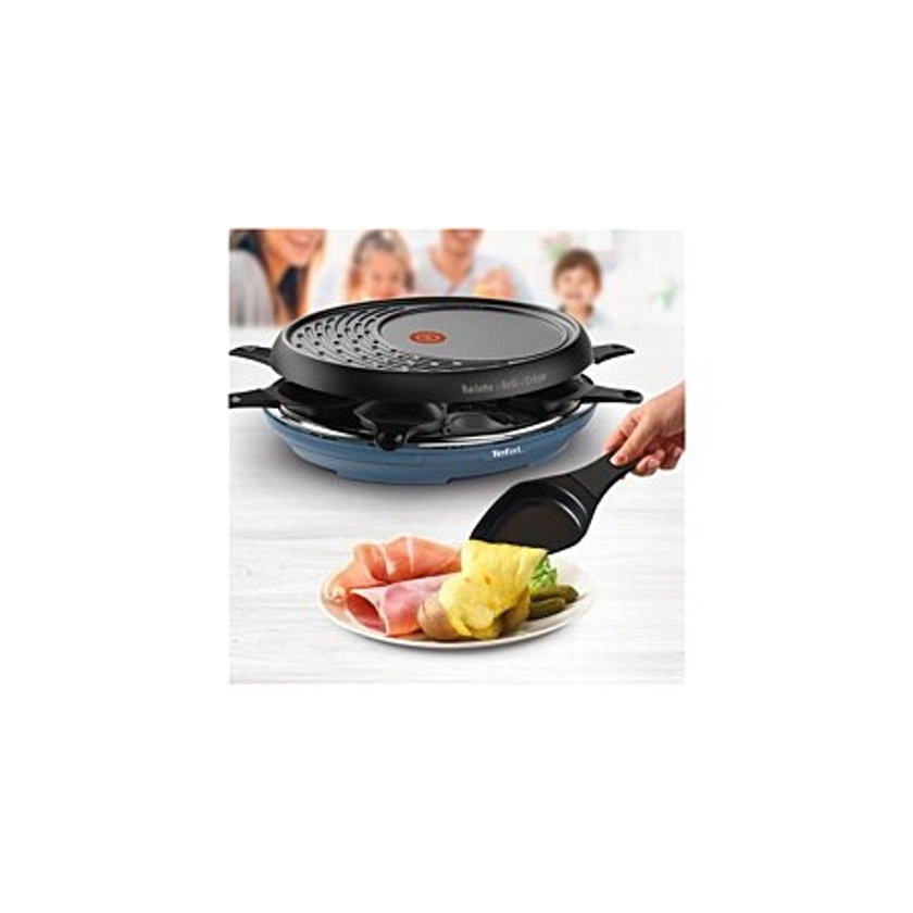 TEFAL Appareil à Raclette Grill Crêpe Bleu acier/ 1050W 8 pers Multifonctions 3 en 1