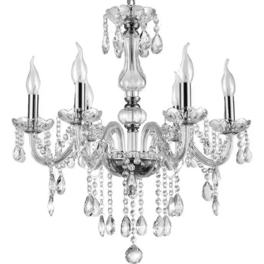 Lustre Cristal - Belle tech - Pendentif - 6 Bras - Contemporain - Design - Gris