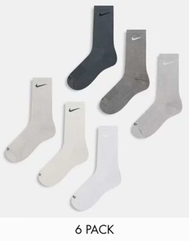 Nike Training Plus - Everyday Cushioned - Lot de 6 paires de chaussettes - Gris