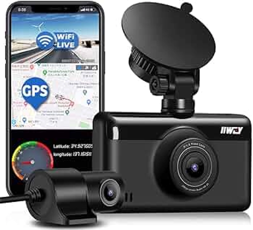 Dash Cam Front and Rear 4K & 1080P 【Built with WIFI & GPS】 (Single Front 4K), 3 Inch Touch Screen Dual Dash Car Camera, Driving Recorder with Night Vision, 24H Parking Monitor