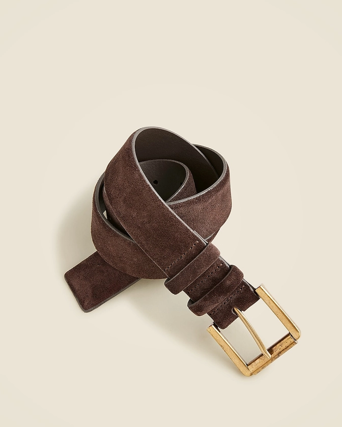 Suede roller-buckle belt