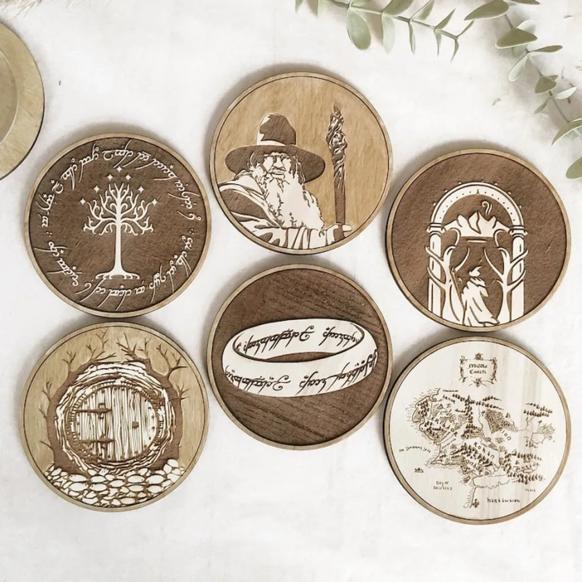 Set of 6 Lord of the Rings Wooden Coasters The Ring sold by Winonah Rectangle | SKU 3200670 | Printerval UK
