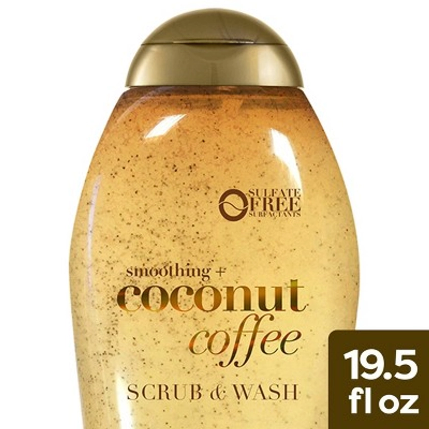 OGX Smoothing + Coconut Coffee Exfoliating Body Scrub with Arabica Coffee & Coconut Oil, 19.5oz