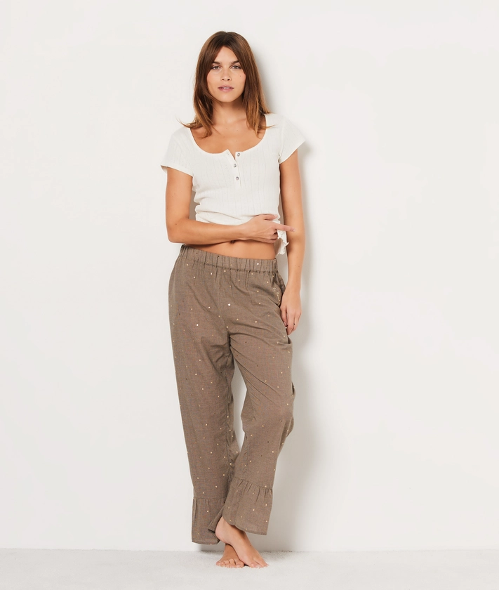 Pantalon de pyjama imprimé dorée 7/8ème COTON - ETAM