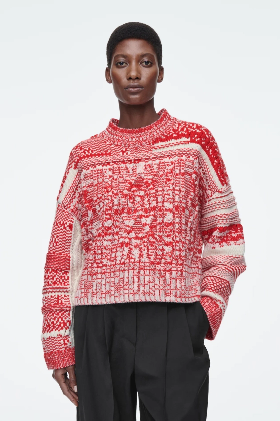 FAIR ISLE MERINO WOOL JUMPER - RED / CREAM - Ladies | H&M GB