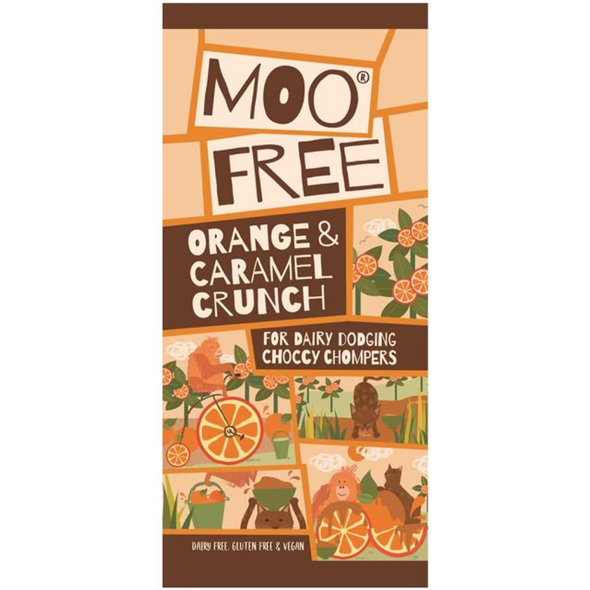 Moo Free Dairy Free Vegan Orange Crunch Chocolate Bar | Ocado