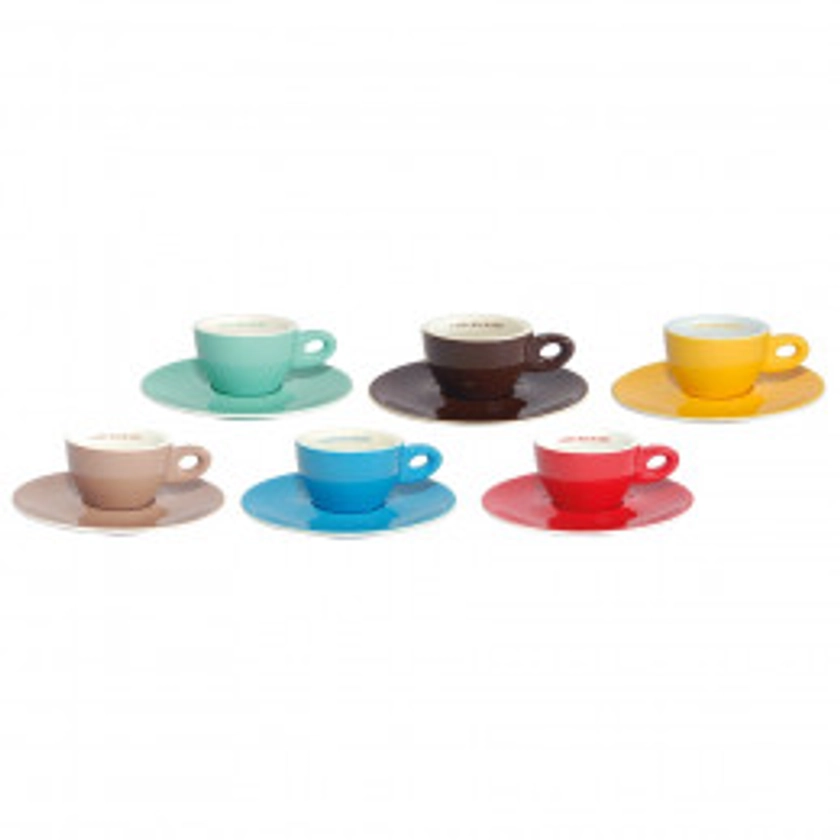 Set de 6 tasses et soucoupes à expresso Barista assorties 6cl