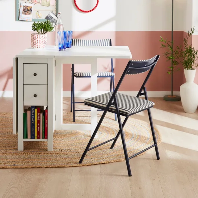 Emily Folding Chair, Luxe Navy Linford Stripe | Dunelm