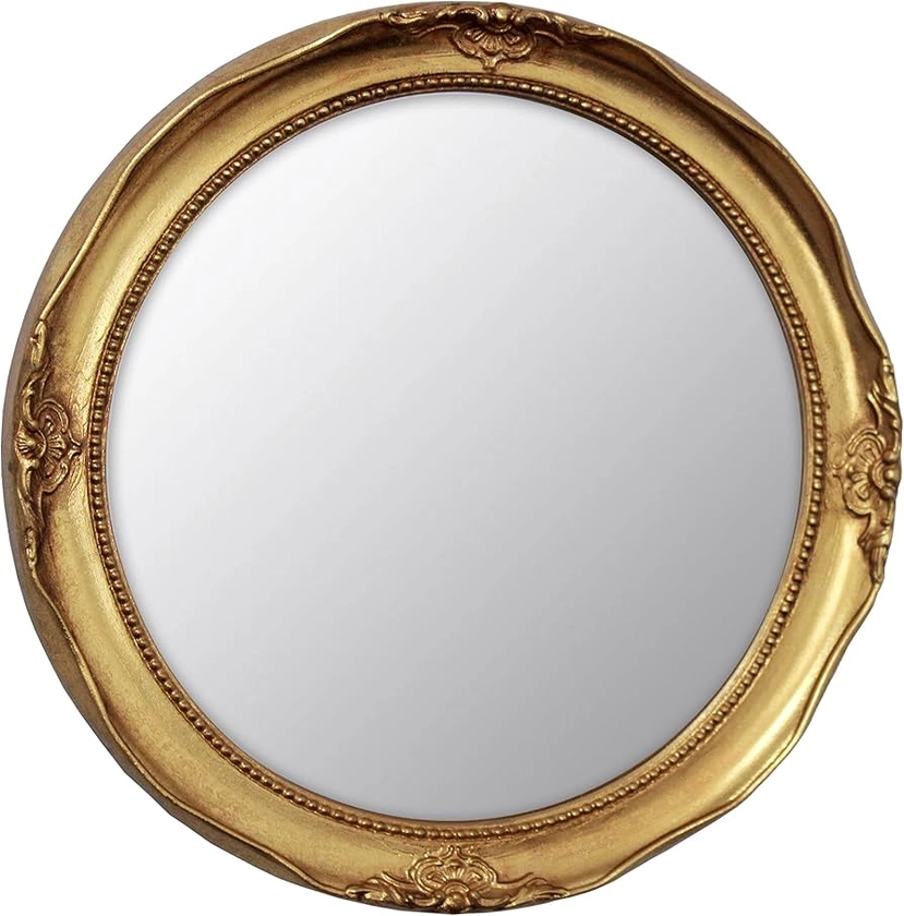 Funerom Vintage 12.2 inch Decorative Wall Mirror Hanging Mirror Round Gold