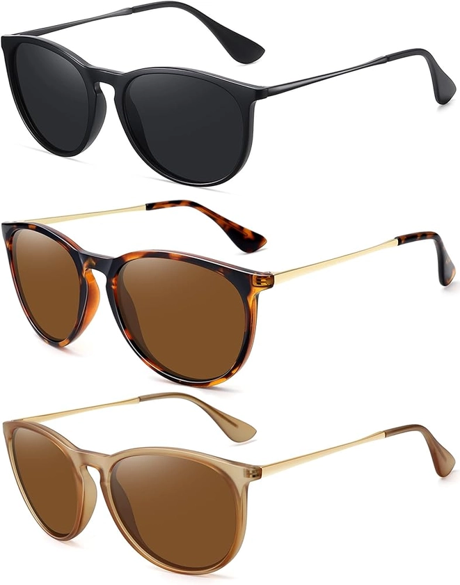 Amazon.com: WOWSUN Polarized Sunglasses for Women Vintage Retro Round Mirrored Lens : Clothing, Shoes & Jewelry