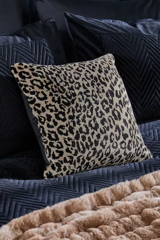 Buy Black/Animal 43 x 43cm Mob Cut Velvet Leopard Print Cushion from the Next UK online shop