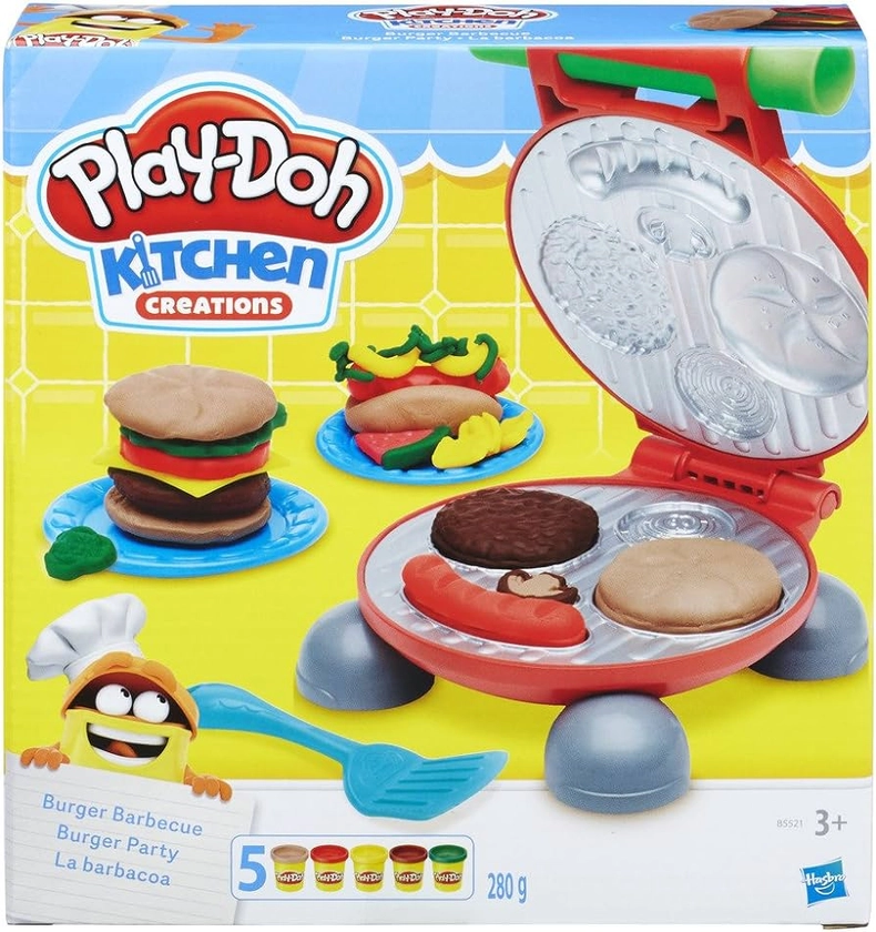 Play-Doh Kitchen, Burger Party avec 5 Pots de Pate a Modeler, Jouet créatif a partir de 3 Ans