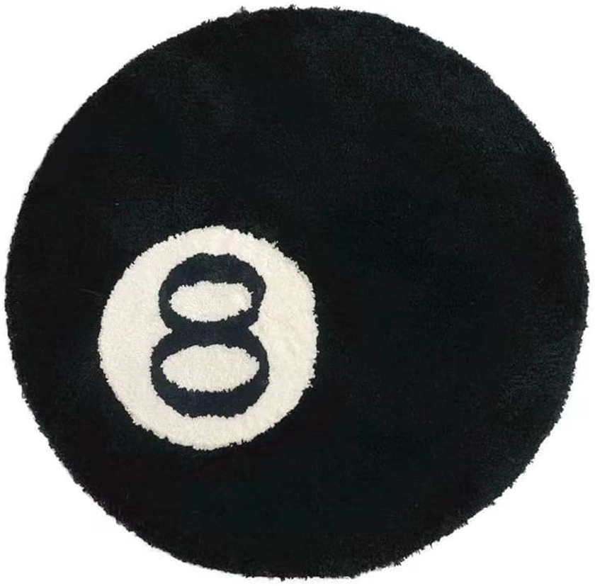 Black Area Rug, Billboard Pool Eight Ball Carpet, 8 Ball Rug, Alt Room Decor, Hypebeast Rug, Preppy Decor, Soft & Fluffy Black Rug Bedroom (24 in.)