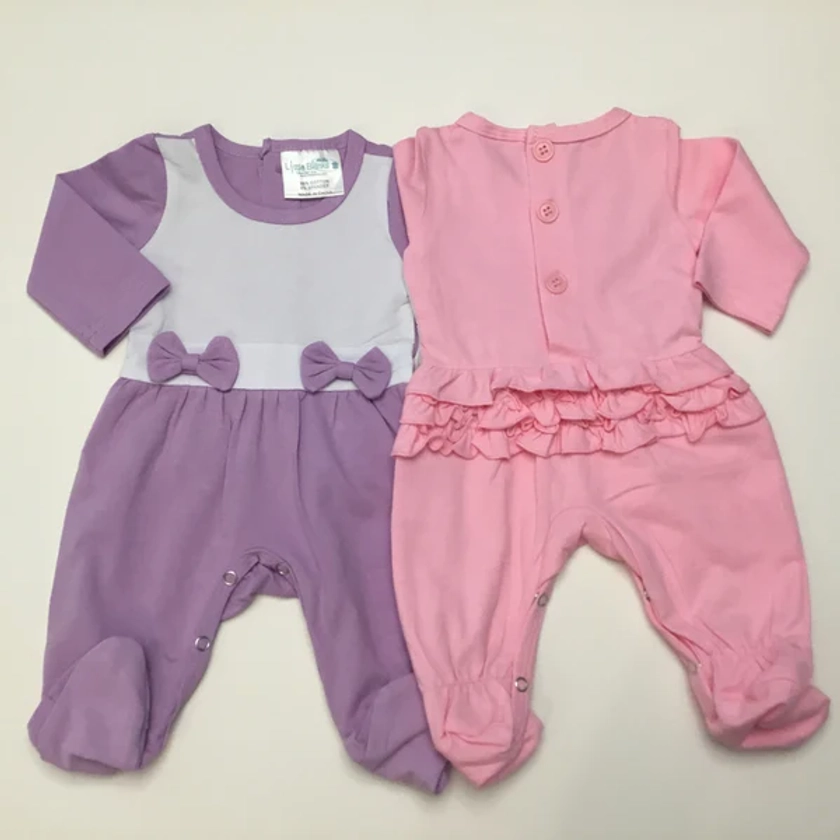 Baby Girl Sleeper with Bow Detail (Footie)