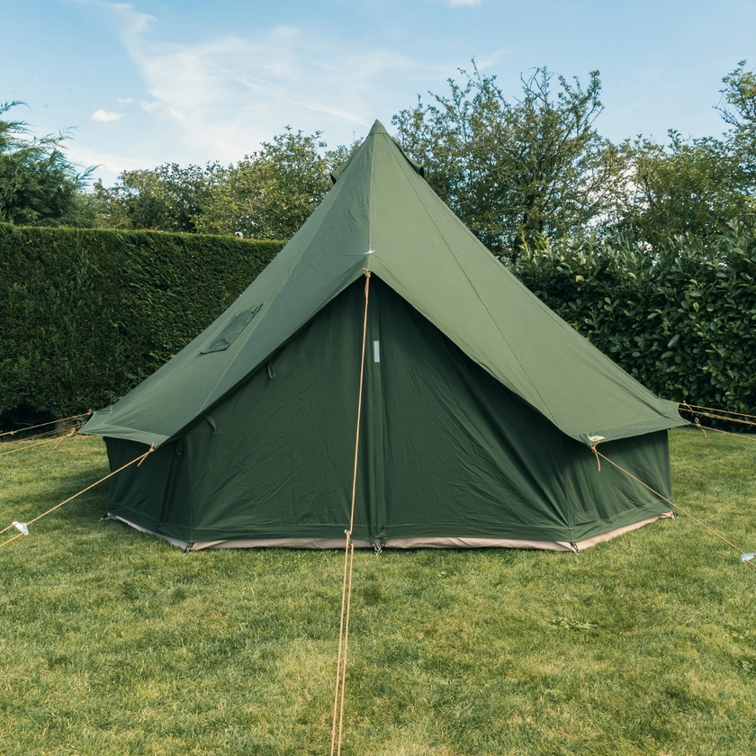 4m Kokoon Deluxe XL Bell Tent with Chimney Fitting - Olive Green - 100% Cotton canvas - New Colour - Pre Order Now!!