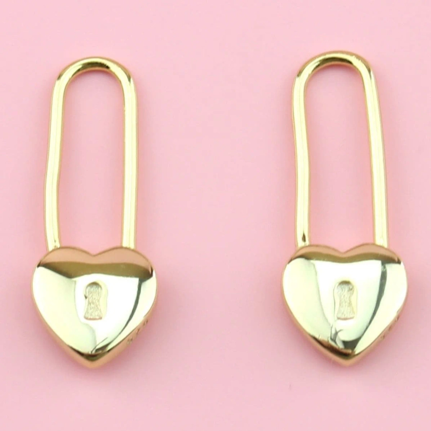 Padlock Hoop Earrings (Gold Plated Sterling Silver)
