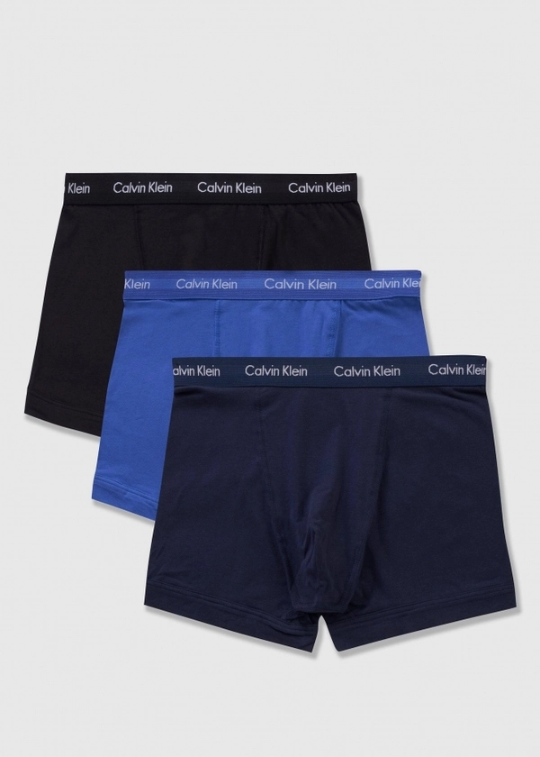 Mens Underwear 3 Pack Trunks In Black/Blue/Blue