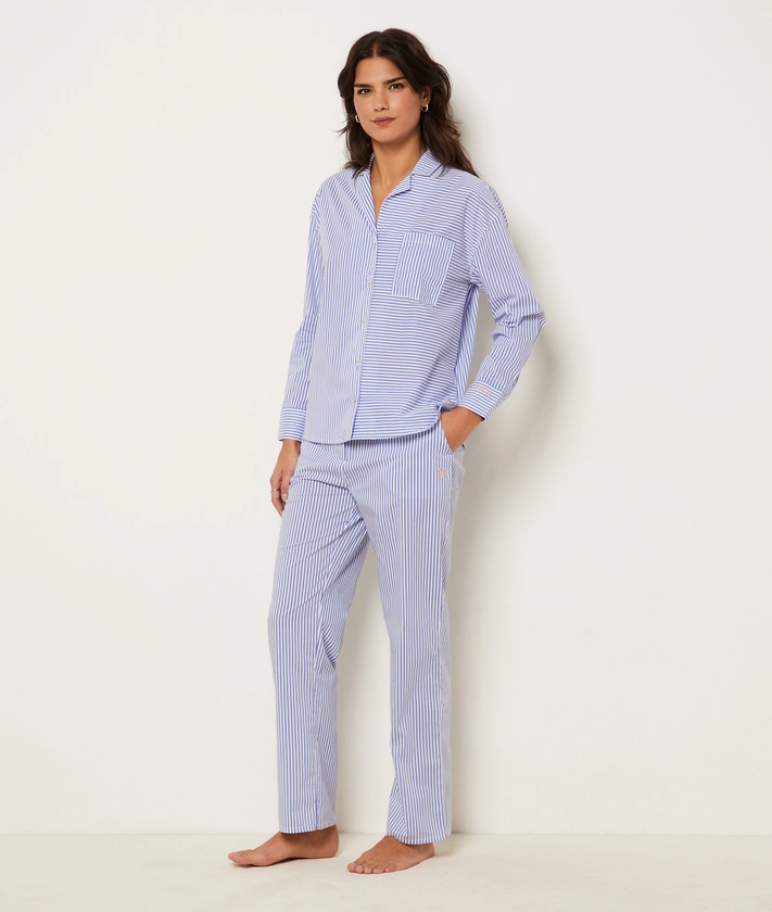 Pantalon de pyjama rayé en coton avec poches COTTON - ETAM