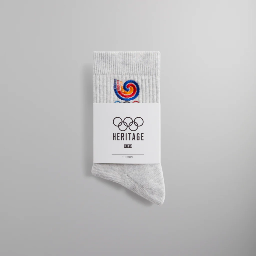 Kith for Olympics Heritage Seoul Mid Crew Sock - Light Heather Grey