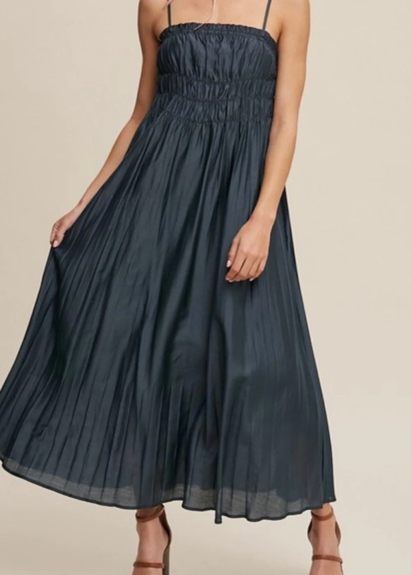 Emerald Nights Pleated Dress