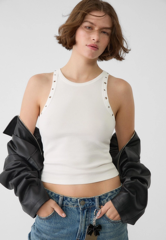 Top racer avec clous - T-shirts femme | Stradivarius France