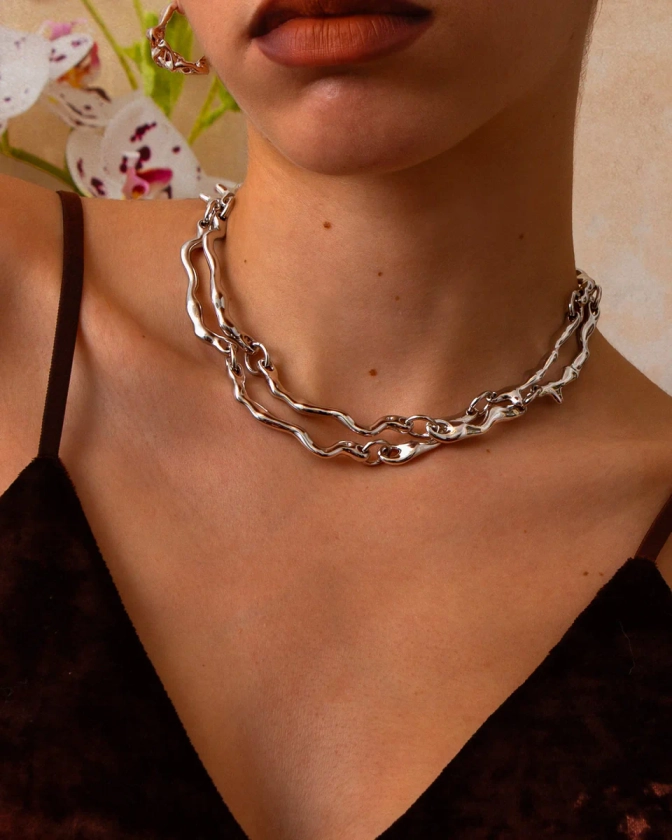 Silver Molten Necklace| en route jewelry | en route jewelry