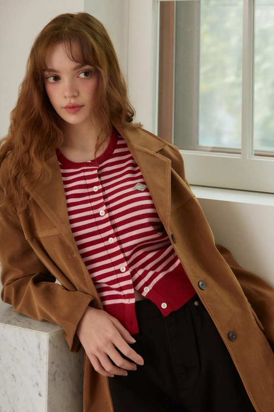 Ludy stripe knit cardigan (red) - les atelier