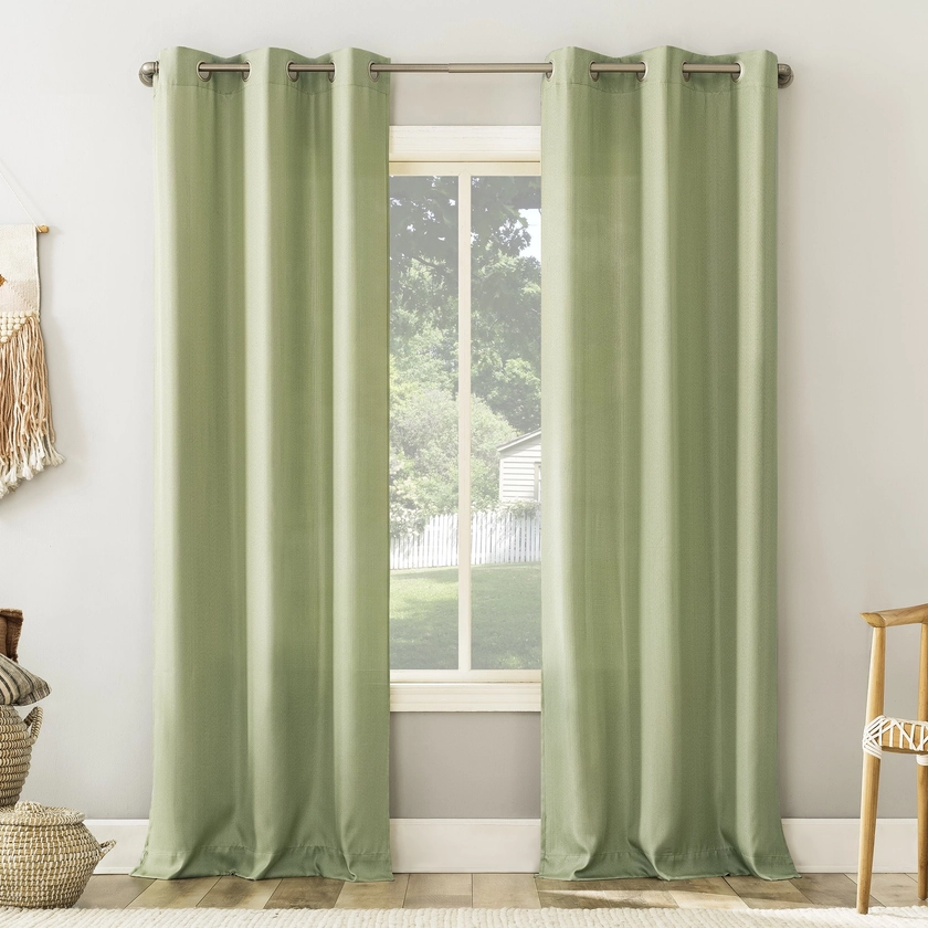 No. 918 Sora Casual Textured Semi-Sheer Grommet Curtain Panel, 40"x84", Sage Green