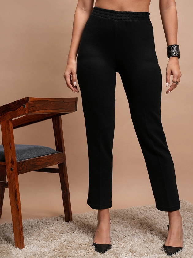 Vishudh Women Winter Elasticated Slim fit Trousers