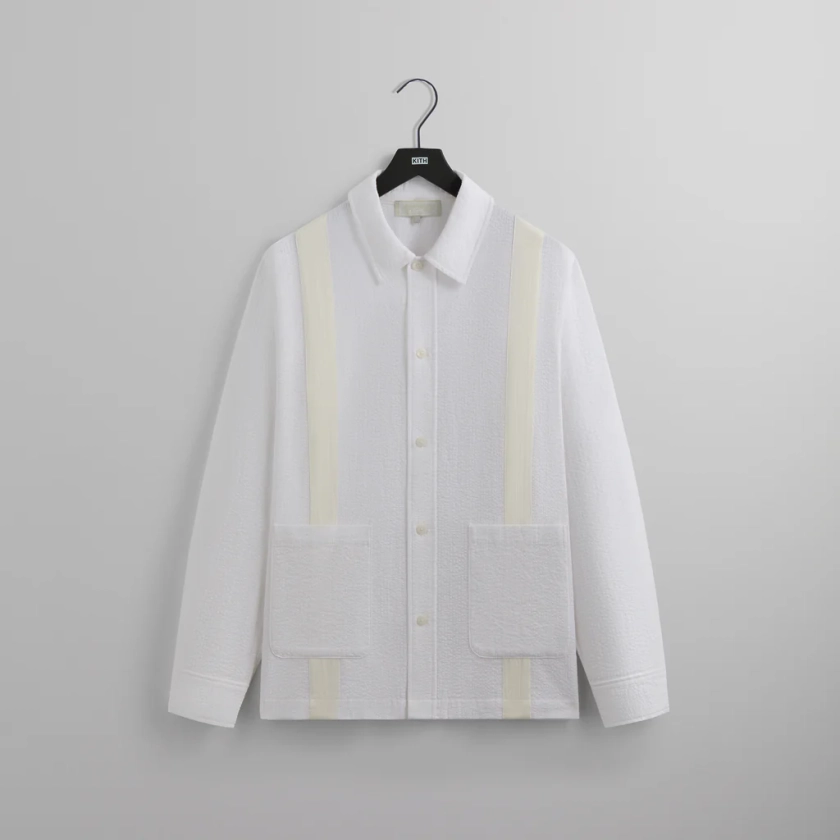 Kith Seersucker Long Sleeve Boxy Collared Overshirt - White