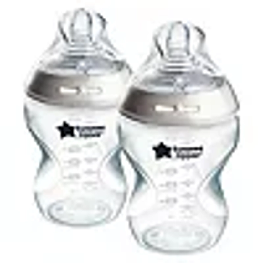 Tommee Tippee Closer to Nature Baby Bottles with Anti-Colic Valve - 2 Pack 260ml