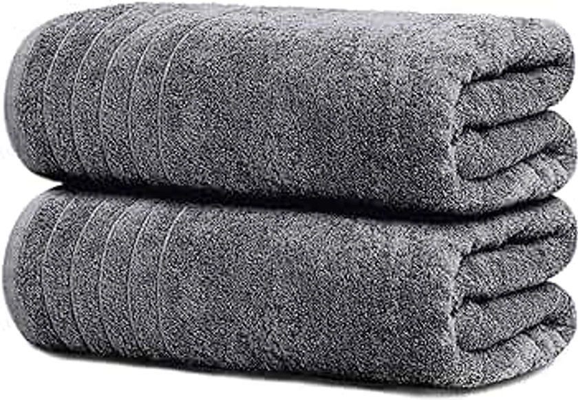 Tens Towels Large Bath Sheets, 100% Cotton, 35x70 inches Extra Large Bath Towel Sheets, Lighter Weight, Quicker to Dry, Super Absorbent, Oversized Bath Towels (Dark Grey)