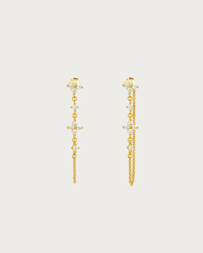 Gold Clover Drop Earrings | En Route Jewelry | En Route Jewelry