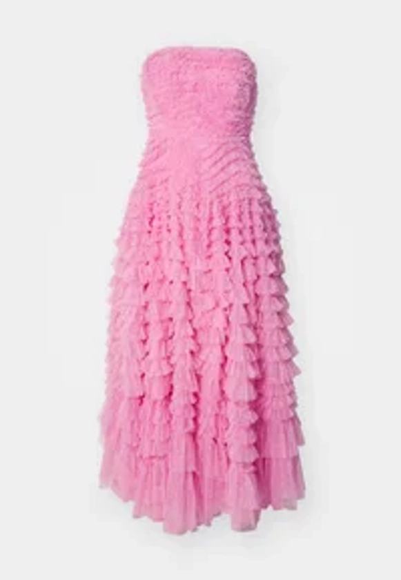 HATTIE RUFFLE STRAPLESS ANKLE GOWN - Robe de cocktail - camellia pink