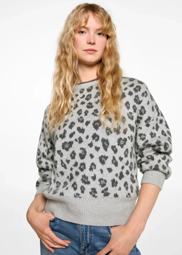 Leopard pattern sweater - Teen | MANGO United Kingdom