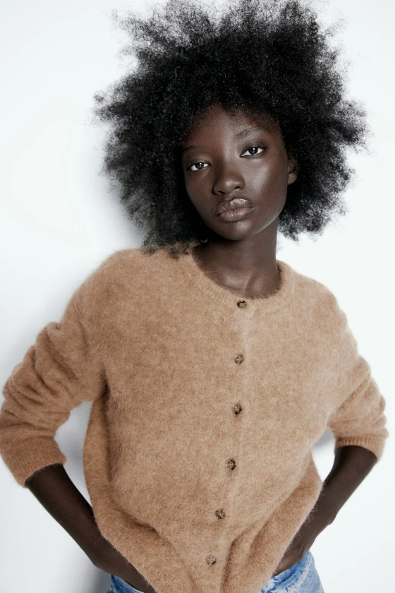 Alpaca-Blend Cardigan - Dark beige - Ladies | H&M US