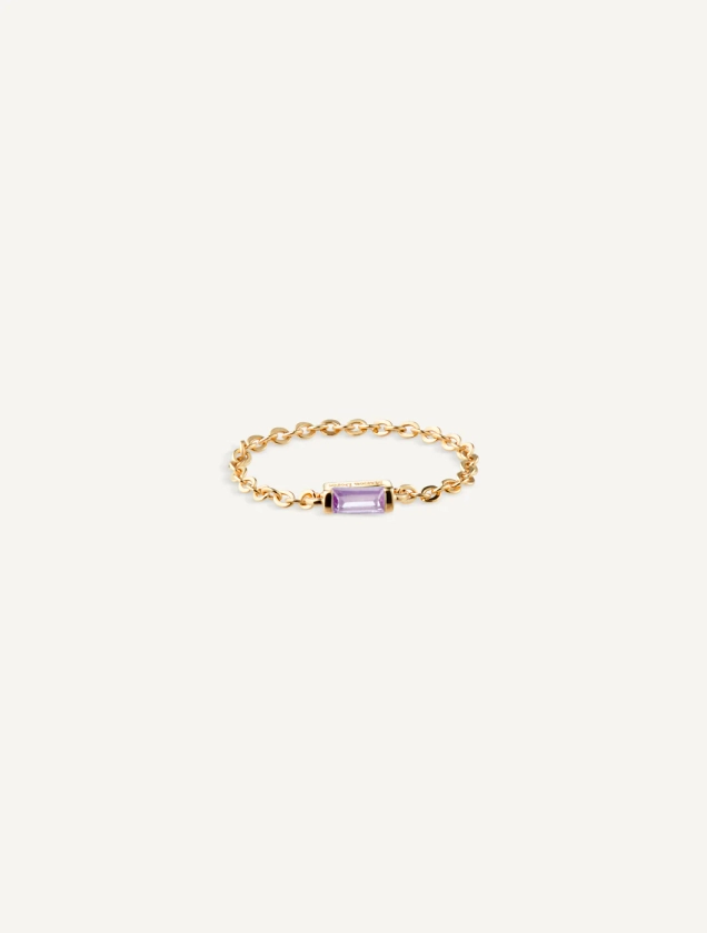 Bague chaine pierre violette Lilas Chain