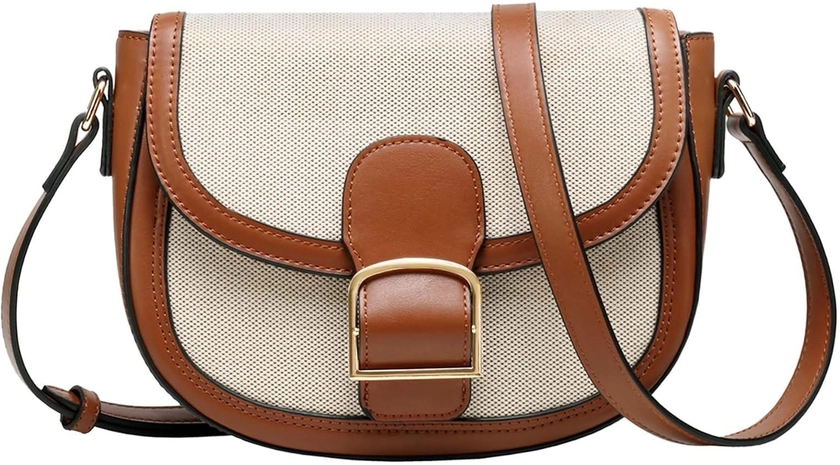 Kasgo Petit Sac Bandoulière Femme, Vintage Sac à Main Femme en Cuir PU Élégant Sacs Portés Épaule Léger Sac Téléphone Portable avec Bandoulière Réglable, Blanc et Marron