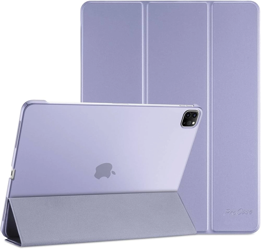 ProCase Smart Case for iPad Pro 12.9 2022 2021 2020 2018(6th/5th/4th/3rd Generation), Slim Hard Shell Lightweight Protective Cover with Auto Wake/Sleep -Lightpurple