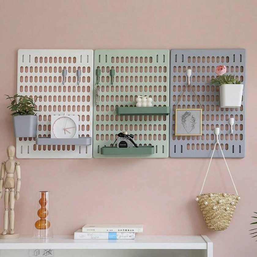 1pc Perforated Board Wall Rack Desk Top Storage Organizer Holder For Home Decor