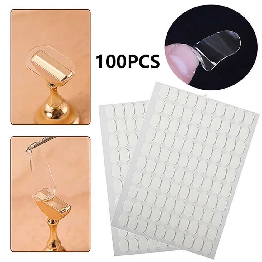 Ruban Adhésif Double Face pour la Pratique de la Manucure, 100 Pièces, Adhésif, Transparent, Présentoir, Salon