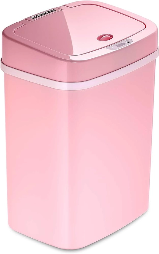 Ninestars DZT-12-5PK Bedroom or Bathroom Automatic Touchless Infrared Motion Sensor Trash Can, ABS Plastic (Rectangular, Pink) Trashcan, 3 Gal 1 Count (Pack of 1)