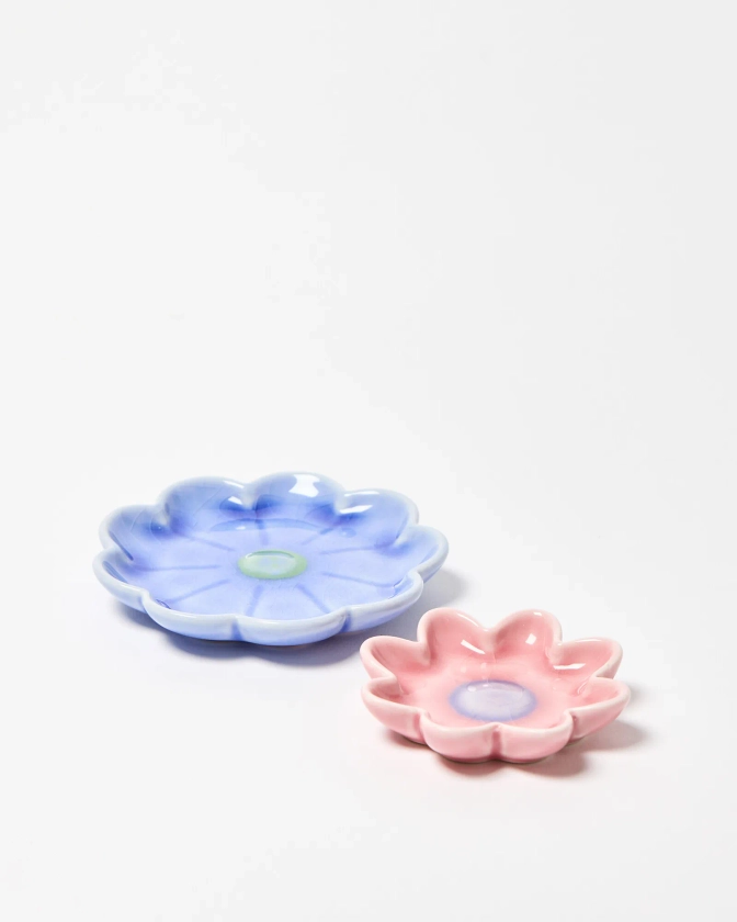 Flower Ceramic Trinket Dishes Set of Two | Oliver Bonas