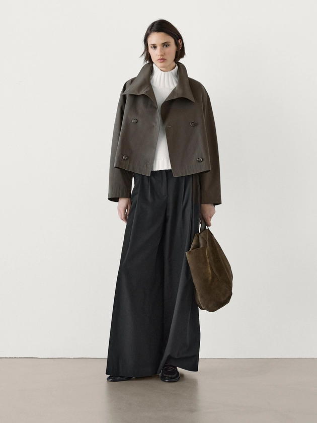 Trench court à col montant · Gris · Manteaux Et Vestes | Massimo Dutti