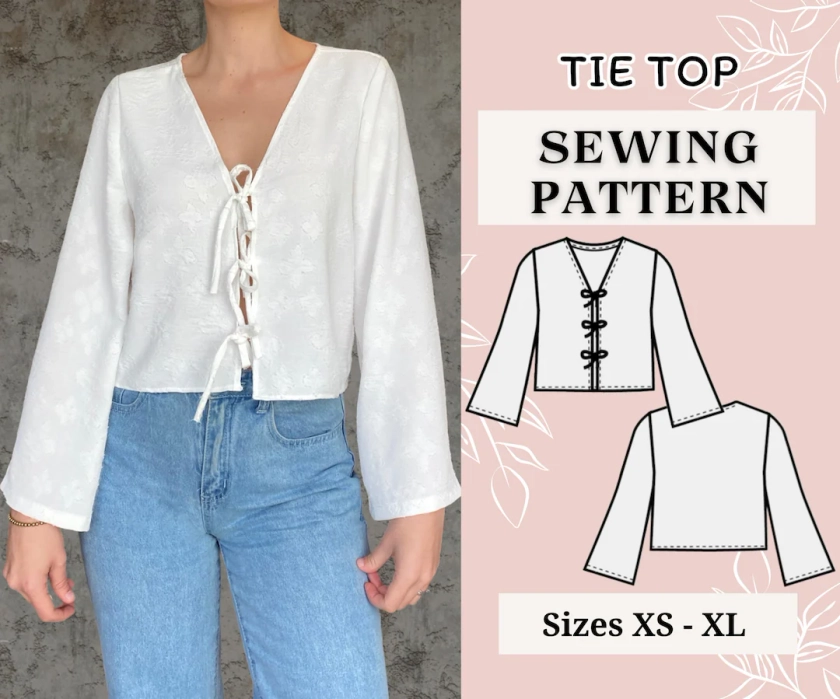 Women Top Pattern Pdf Sewing Pattern Puffed Sleeve Peplum Tie Top Pattern Tie Top Pattern Top Sewing Pattern Shirt Sewing Pattern - Etsy UK